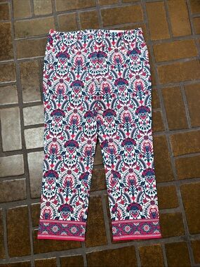 NWT LOFT White Pink & Blue Floral Print Marisa Fit Cropped Riviera Pant